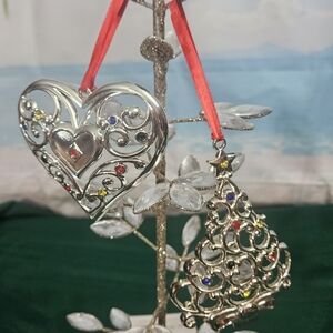 Get Both One Price Lenox Sparkle & Scroll Multi-Crystal Christmas Ornaments